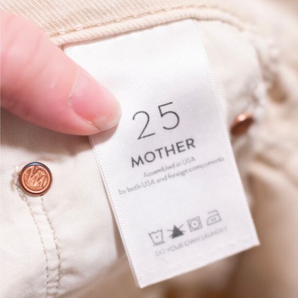 Mother The Ditcher Crop Jeans Chalk It Up Beige Straight Leg High Waist SZ 25 - Picture 8 of 9